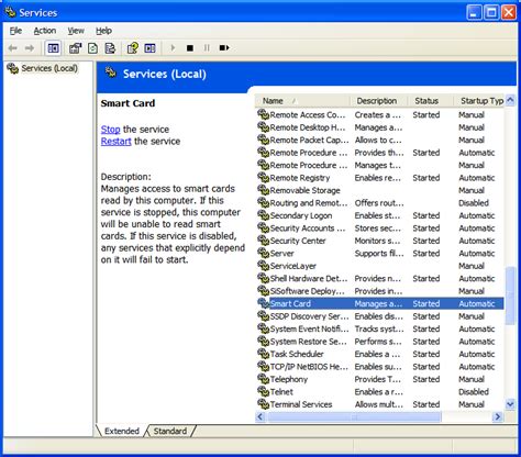 enable smart card service windows xp|Smart Cards for Windows Service .